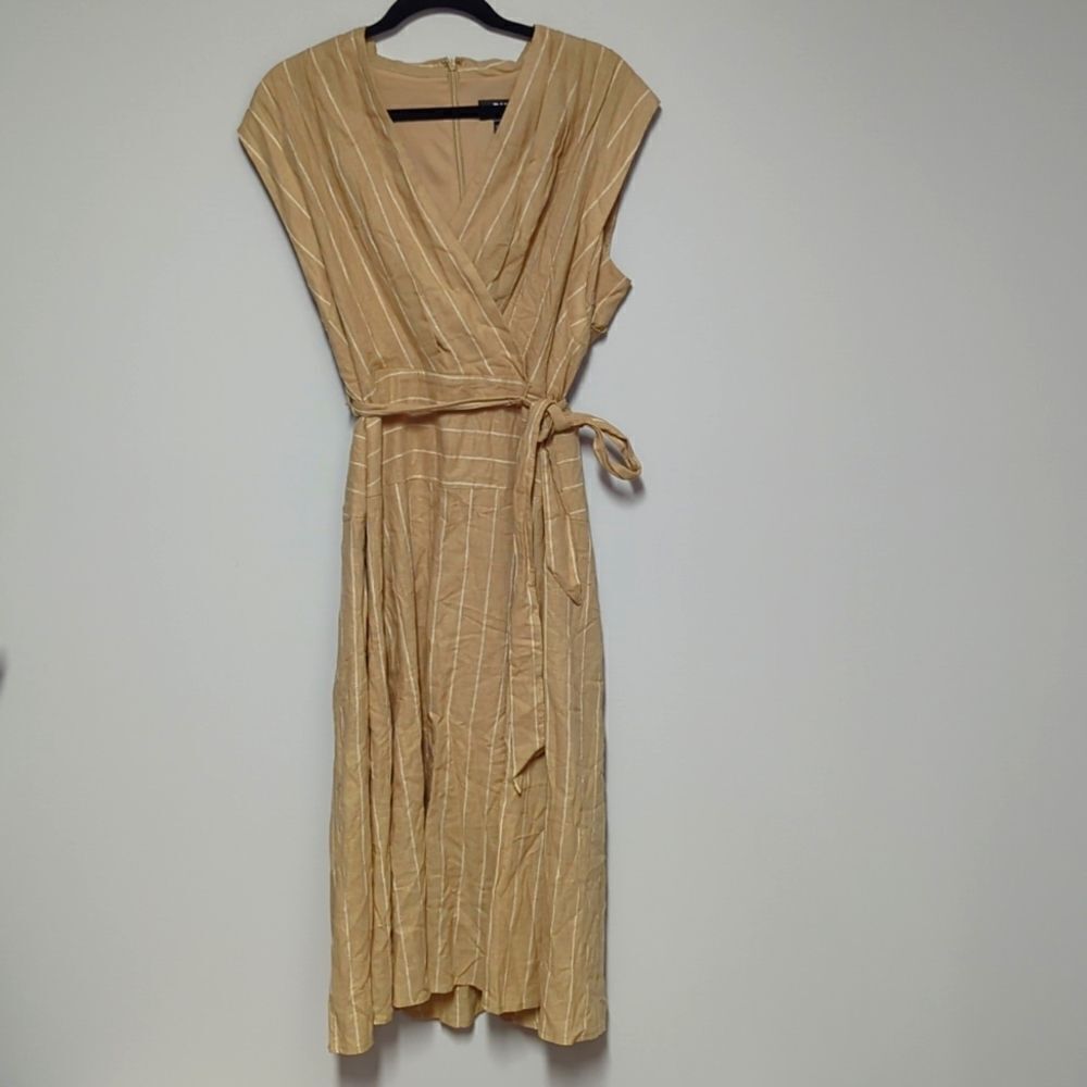 DKNY Linen/Cotton Midi Wrap Dress